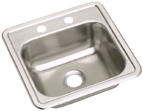 Picture of Elkay D115153 Dayton Stainless Steel 15 X 15 X 5.15625 in. Single Bowl Top Mount Bar Sink - 3 Faucet Hole