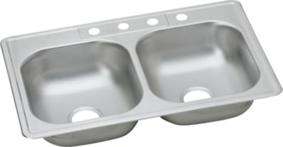 Picture of Elkay DW50233223 22 Gauge Stainless Steel Double Bowl Top Mount Kitchen Sink Faucet Holes - 3