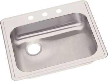 Picture of Elkay GE12521MR2 Single Bowl Top Mount Kitchen Sink 22 Gauge Stainless Steel Faucet Holes - Mr2