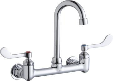 Picture of Elkay LK940GN04T4H Wall Mount 4 In. Gooseneck Spout&#44; 4 In. Wrist Blades Handles Commercial Faucet