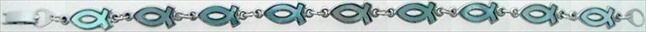 Solid Rock Jewelry 760408 Bracelet-Blue Mother Of Pearl Ichthus