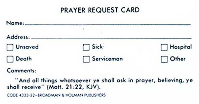 465573 Visitor Prayer Request Card