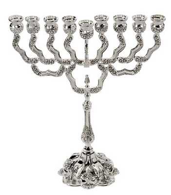 4375 Menorah Light Of World Silver 9 Branched 11.5 In.