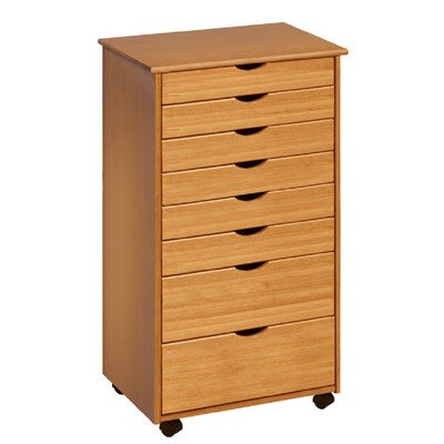 Picture of Adeptus Solid Wood 76154  6+2 Drawer Wide Roll Cart - Med Pine