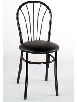 Picture of Alston Quality 1896 BLK-Black Walnut Cafe Metal Side Chair With Upholstered Seat Black Frame