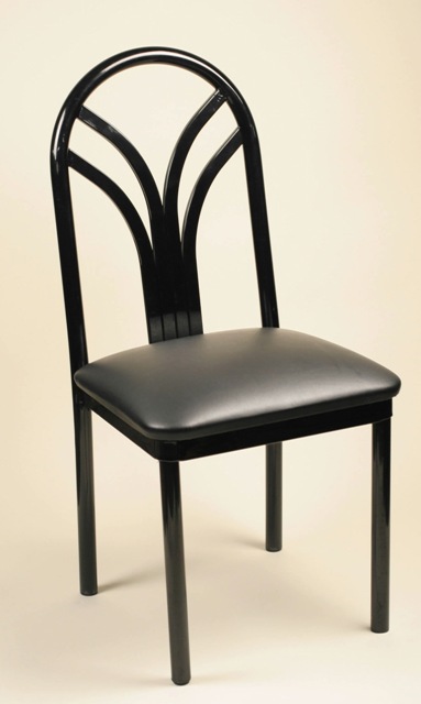 Picture of Alston Quality 190 BLK-Black Walnut Lily Metal Side Chair With Upholstered Seat Black Frame