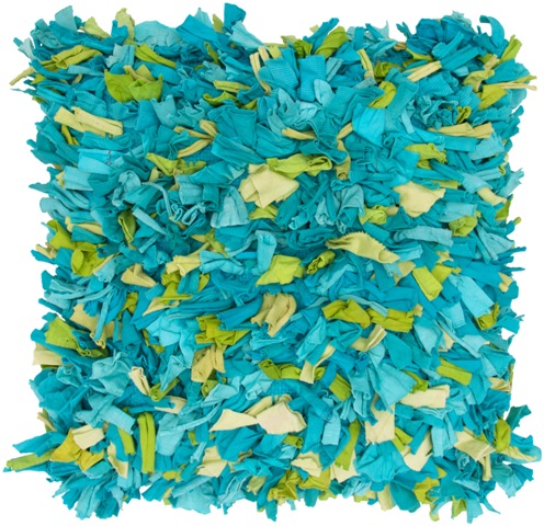 Indias Heritage C731 Chindi Shaggy Pillow, Blue Green