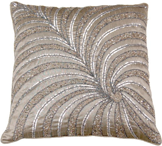Picture of Indias Heritage C855 Poly Dupioni Embroidery Pillow- Taupe