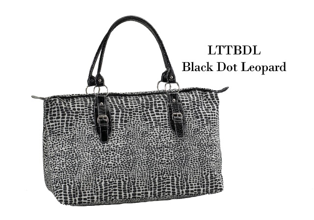 Joann Marrie Designs  Large Travel Tote Bag - Black dot Leopard, Pack of 2