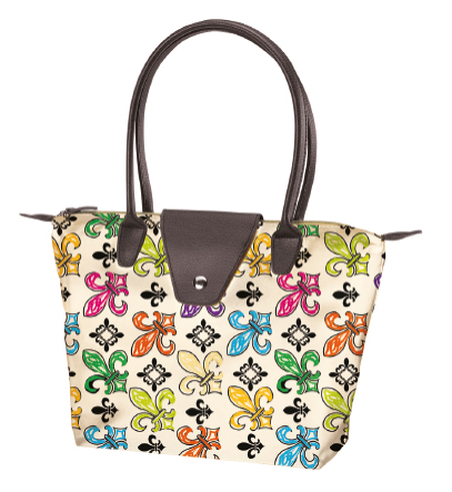 Small Fold-Up Bag - Creme Fleur De Lis, Pack of 2
