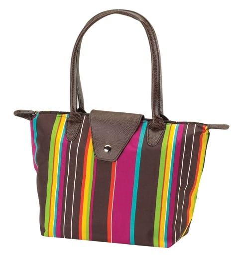 Small Fold-Up Bag - Chocolate Stripe, Pack of 2