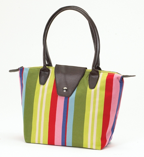 Small Fold-Up Bag - Green Stripe, Pack of 2