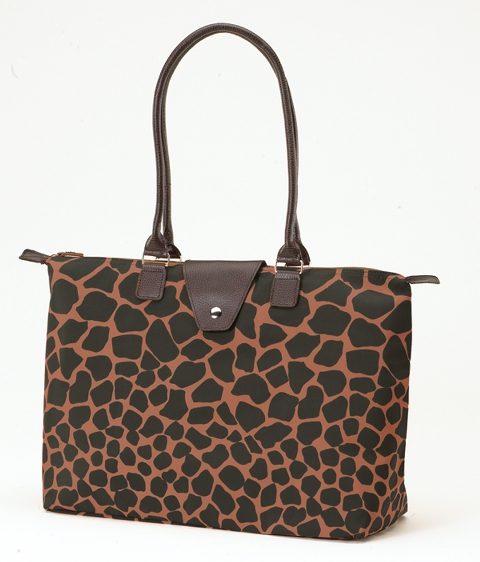 Long Handle Fold-Up Bag - Brown & Black Giraffe, Pack of 2