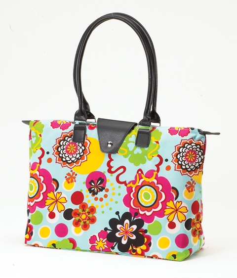 Long Handle Fold-Up Bag - Flower Power, Pack of 2