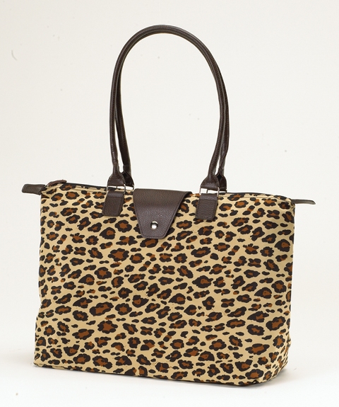 Long Handle Fold-Up Bag - Leopard, Pack of 2