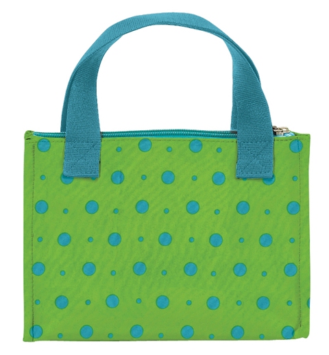 Lunch Bag - Lime with Turquoise Dots- Pack of 2