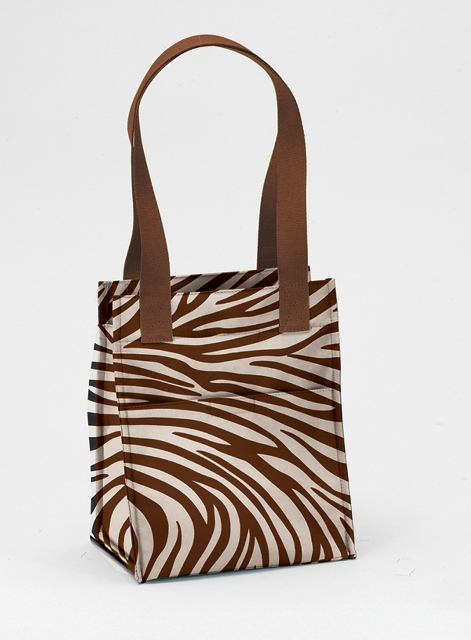 Large Lunch Bag - Brown & Creme Zebra- Pack of 2