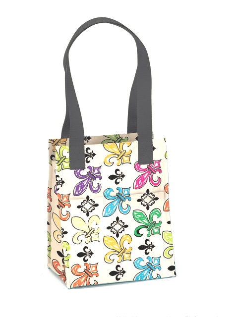 Large Lunch Bag - Creme Fleur De Lis, Pack of 2
