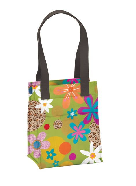 Large Lunch Bag - Green Leopard Floral- Pack of 2