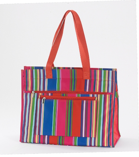 Insulated Tote Bag - Orange Stripe, Pack of 2