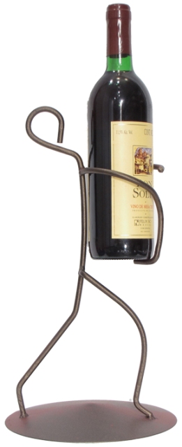 Picture of Metrotex Designs 21064 Iron Borracho Wine Bottle Holder- Meteor Finish
