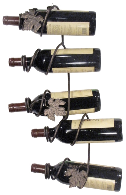 Picture of Metrotex Designs 21588 Grapevine Style 5 Bottle Wall Wine Bottle Rack- Meteor Finish