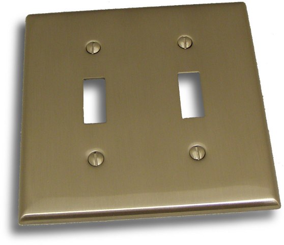 10822SN Double Toggle Switch Plate- Satin Nickel