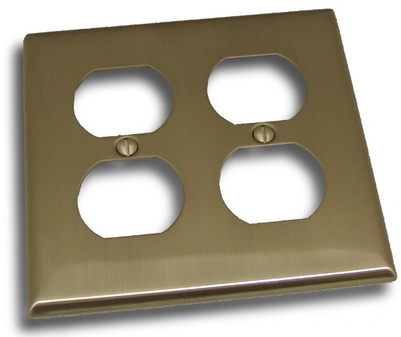 Picture of Residential Essentials 10823SN Double Receptacle Outlet Switch Plate- Satin Nickel