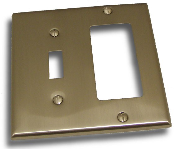 10825SN Double Toggle and Rocker Switch Plate- Satin Nickel