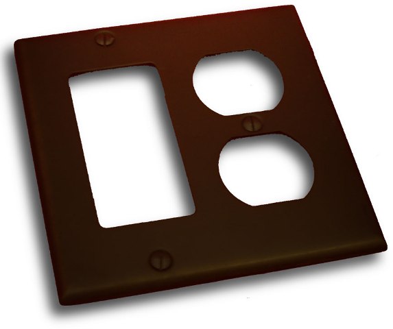Double Rocker and Receptacle Outlet Switch Plate, Venetian Bronze