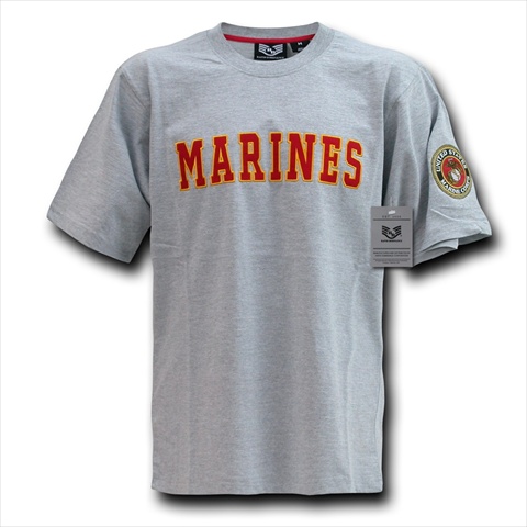Applique Text T-Shirt, Marines, Grey, Large