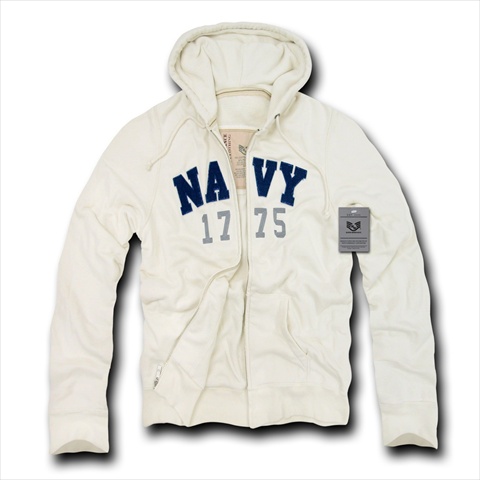 Deluxe Zip Up Hoodies- Navy- Cream- Extra Large