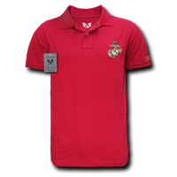 Military Polo Shirt - Cardinal - Large - Embroidered Marines Logo