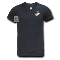 Military V-Neck Tee- Marines- Black- Small