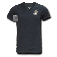 Military V-Neck Tee, Marines, Black, 2X
