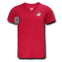 Military V-Neck Tee, Marines, Cardinal, Large