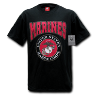 Classic Military T-Shirt- Marines- Black- Large