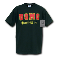 S25-USM-BLK-01 Classic Military T-Shirt- USMC- Black- Small