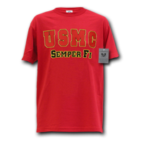 S25-USM-RED-04 Classic Military T-Shirt- USMC- Red- Extra Large