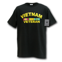 Classic Military T-Shirt, Vietnam Vet, Black, Medium