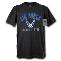 S27-AF1-BLK-03 30 Single Tee Us Air Force Classic- Black- Large
