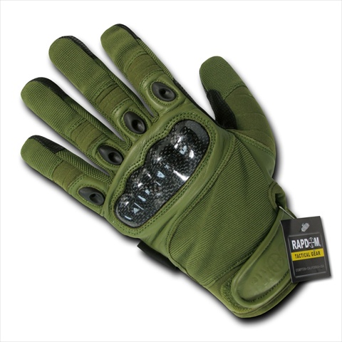 T41-PL-OLV-01 Carbon Fiber Hard Knuckle Glove - Olive