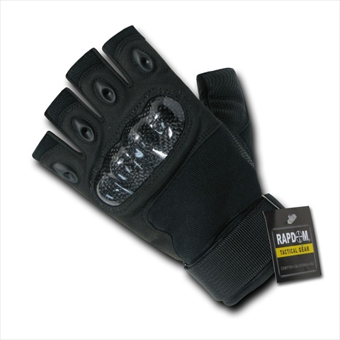 T42-PL-BLK-01 Half Finger Knuckle Glove - Black- Small