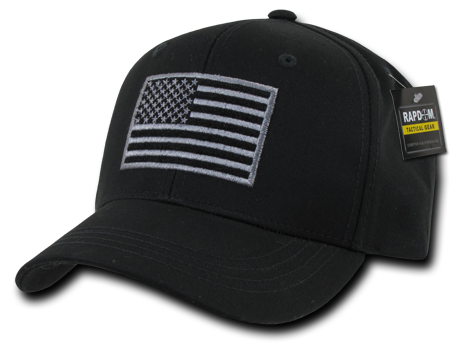 Embroidered Operator Caps - USA, Black
