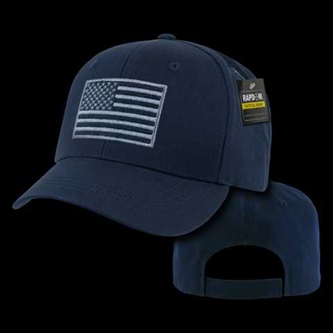 Embroidered Operator Caps - USA- Navy