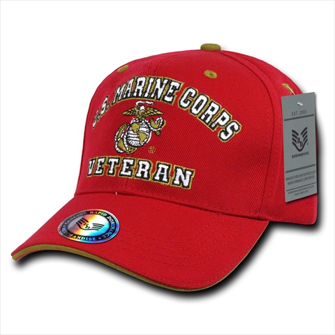 VET-MARI-RED Veterans Caps - Marine, Red