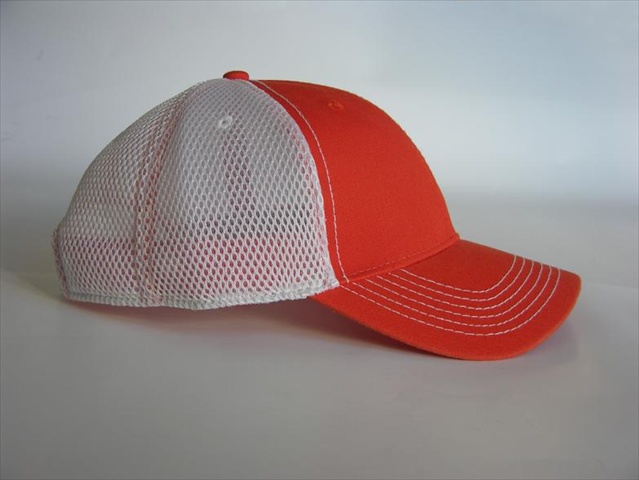 FA102 Fairway Cap Contrast Soft Mesh Back, Orange, White