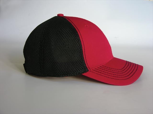 FA102 Fairway Cap Contrast Soft Mesh Back, Red, Black
