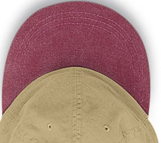 LP102 Optimum-Khaki With Contrast Bill 6 Panel Low Profile Cap- Khaki- Burgundy