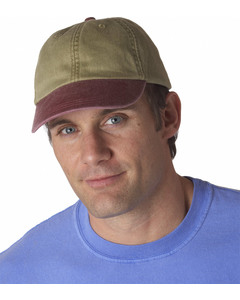 LP102 Optimum-Khaki With Contrast Bill 6 Panel Low Profile Cap- Khaki- Charcoal